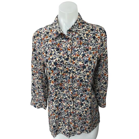 Sessun Multicolor Floral Print Blouse Long Sleeve Button Down Shirt Top Size L - Picture 1 of 4